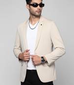 men's cream slim fit single breasted blazer