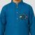 aqua cotton printed kurta set with white pyjama - diwali special