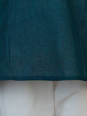 blue cotton printed kurta set with white pyjama - diwali special 5