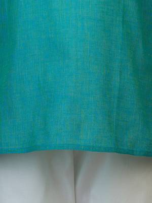 light blue cotton printed kurta set with white pyjama - diwali special 5