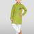 olive green cotton printed kurta set with white pyjama - diwali special