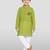 olive green cotton printed kurta set with white pyjama - diwali special