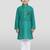 green cotton printed kurta set with white pyjama - diwali special
