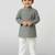 grey cotton printed kurta set with white pyjama - diwali special