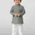 grey cotton printed kurta set with white pyjama - diwali special