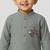 grey cotton printed kurta set with white pyjama - diwali special