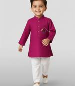 purple cotton printed kurta set with white pyjama - diwali special