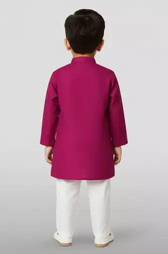 purple cotton printed kurta set with white pyjama - diwali special
