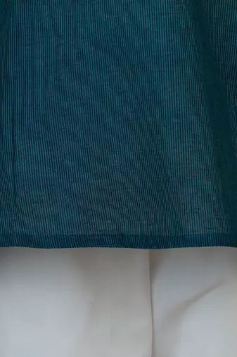 blue cotton printed kurta set with white pyjama - diwali special