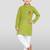 olive green cotton printed kurta set with white pyjama - diwali special