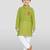 olive green cotton printed kurta set with white pyjama - diwali special