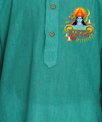 green cotton printed kurta set with white pyjama - diwali special 2