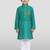 green cotton printed kurta set with white pyjama - diwali special