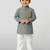 grey cotton printed kurta set with white pyjama - diwali special