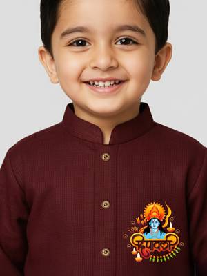 maroon cotton printed kurta set with white pyjama - diwali special 2