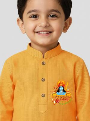mustard cotton printed kurta set with white pyjama - diwali special 2