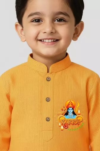 mustard cotton printed kurta set with white pyjama - diwali special