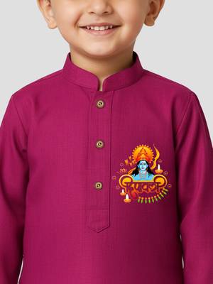 purple cotton printed kurta set with white pyjama - diwali special 2
