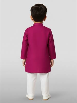 purple cotton printed kurta set with white pyjama - diwali special 4