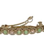 Round and square shape antique gold plated cz and uncut kundan stone 1 hair clip for women and girls