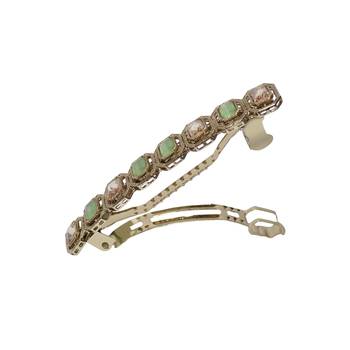 Round and square shape antique gold plated cz and uncut kundan stone 1 hair clip for women and girls 2