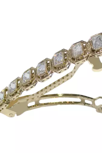 Excellent round & square shape antique gold plated uncut kundan stone 1 hair clip for women & girls