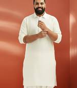 white pathani kurta - viscose casual traditional wear