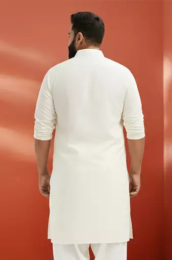 white pathani kurta - viscose casual traditional wear
