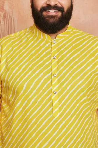yellow lahariya kurta - cotton summer traditional wear