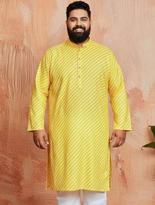 yellow lahariya kurta - cotton summer traditional wear 3
