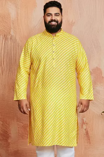 yellow lahariya kurta - cotton summer traditional wear