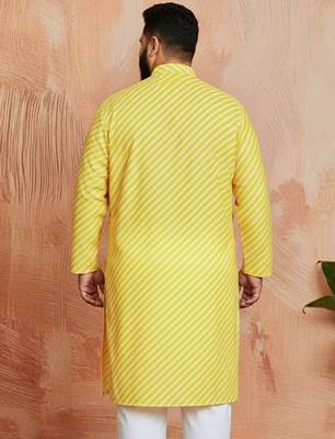yellow lahariya kurta - cotton summer traditional wear 4