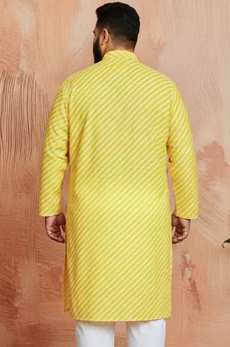 yellow lahariya kurta - cotton summer traditional wear
