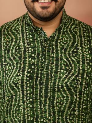 green bandhani kurta - foil print traditional festive 2
