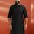 men's black pathani kurta - viscose casual traditional wear
