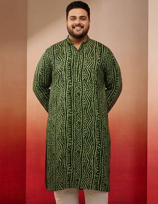 green bandhani kurta - foil print traditional festive 3