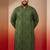 men's green bandhani kurta - foil print traditional festive
