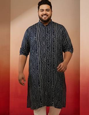 blue bandhani print kurta with pyjama - festive ethnic set 1