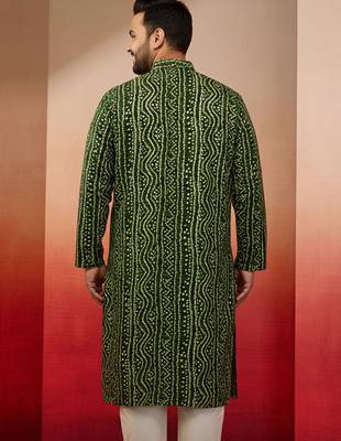 green bandhani kurta - foil print traditional festive 4