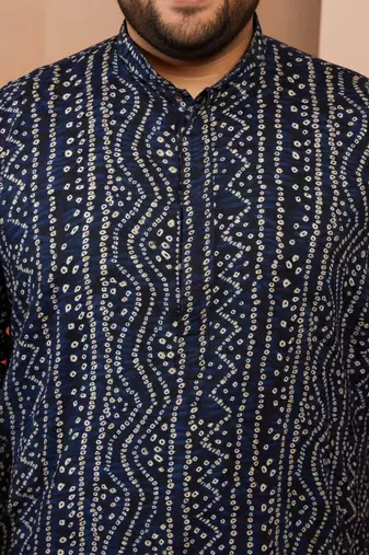 blue bandhani print kurta with pyjama - festive ethnic set