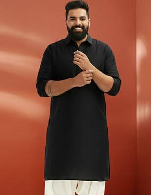 black pathani kurta - viscose casual traditional wear 3