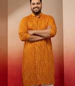 mustard bandhani kurta - foil print traditional festive