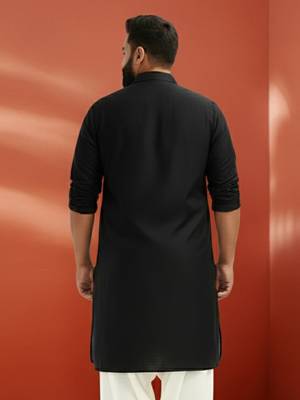 black pathani kurta - viscose casual traditional wear 4