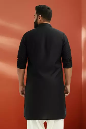 black pathani kurta - viscose casual traditional wear