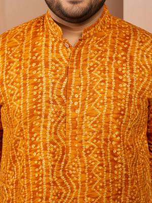 mustard bandhani kurta - foil print traditional festive 2
