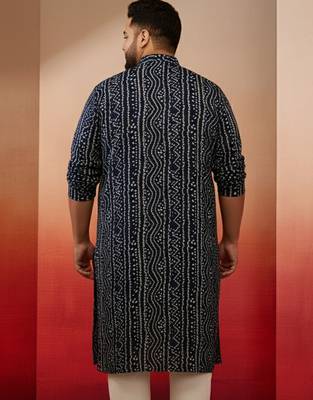 blue bandhani print kurta with pyjama - festive ethnic set 4