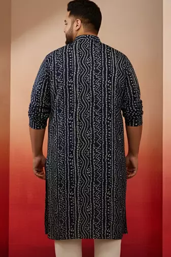 blue bandhani print kurta with pyjama - festive ethnic set