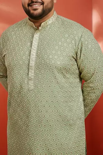 pista green sequin kurta - festive embroidered traditional