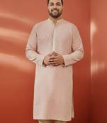 peach sequin kurta - festive embroidered traditional