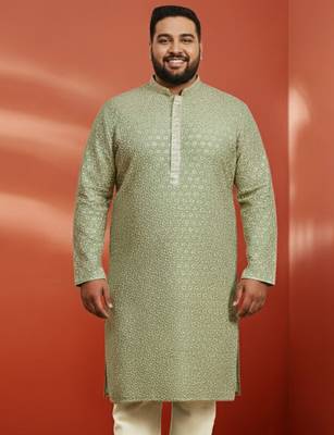 pista green sequin kurta - festive embroidered traditional 3